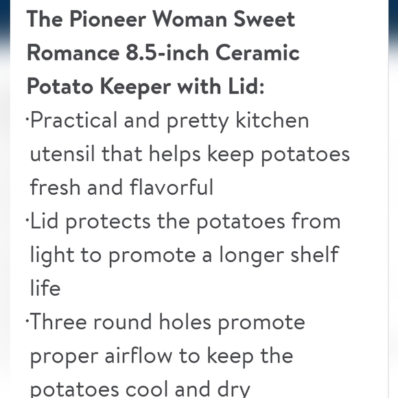 💕 New Pioneer Woman Sweet Romance Red Gingham Potatoe Keeper - Picture 2 of 8